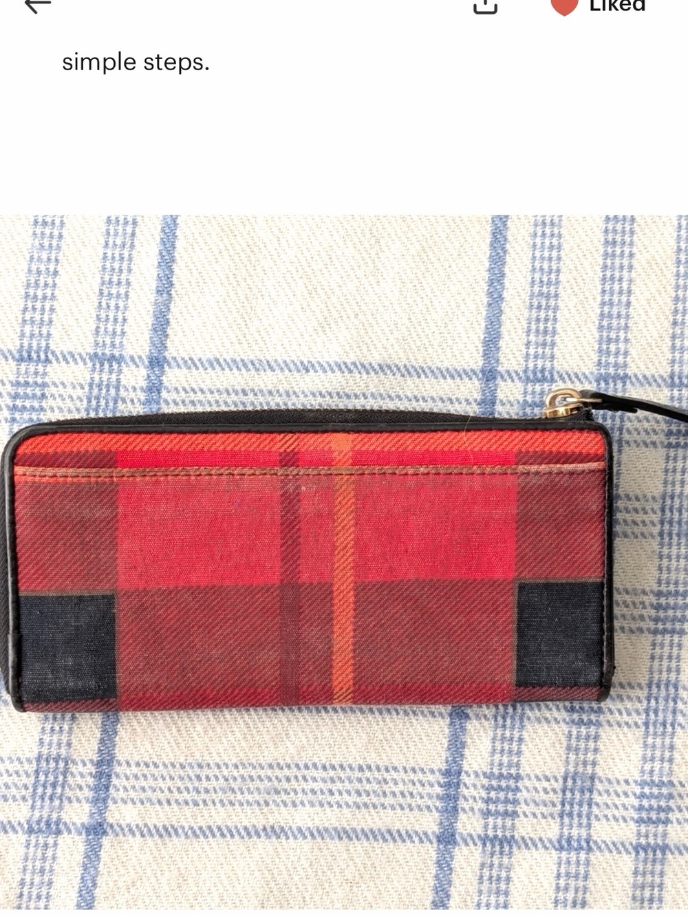 Kate Spade Julia Street red Plaid Nisha Wallet with storybook lining & leather - Picture 7 of 13